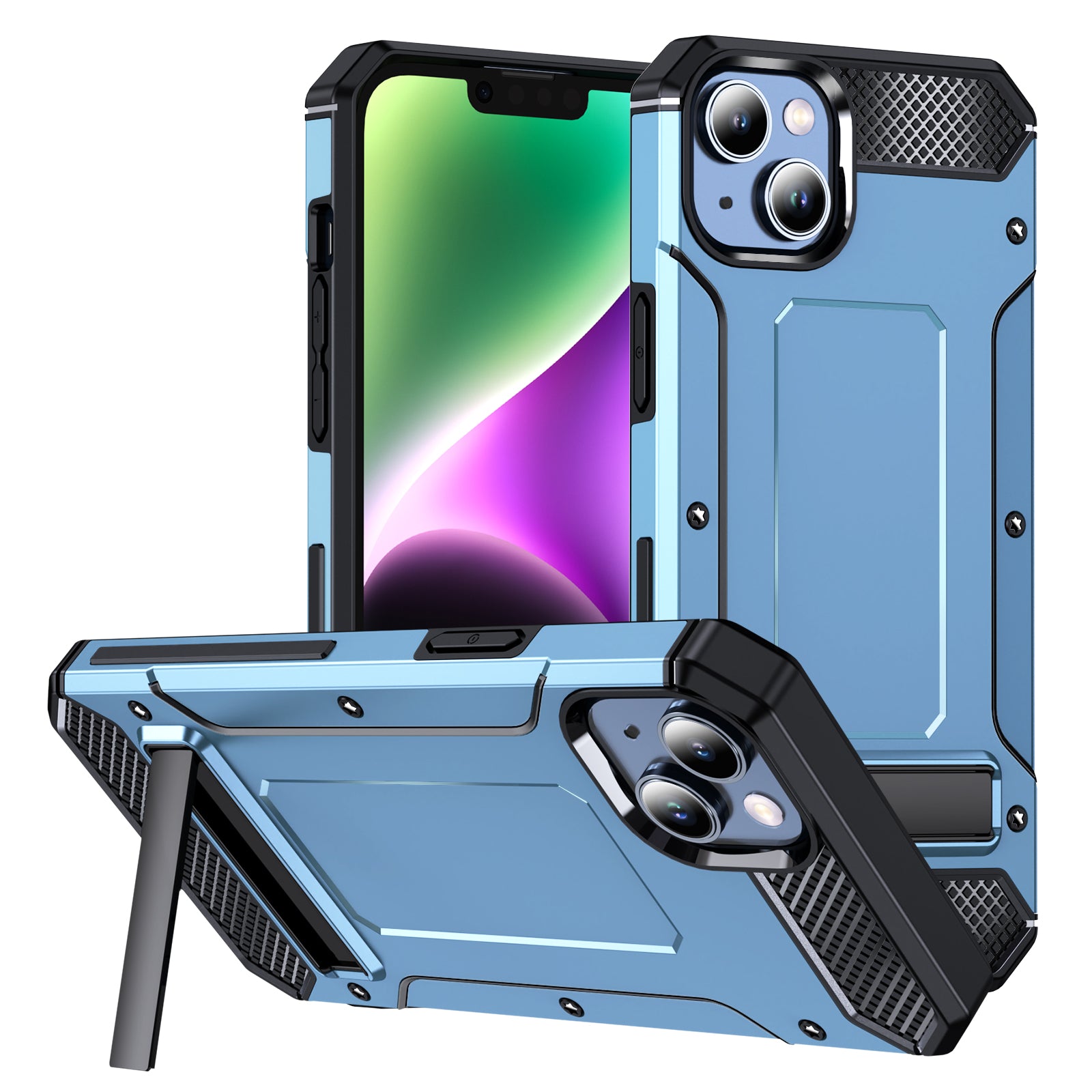 TPU PC 2-in-1 Phone Case for iPhone 14 Plus Metal Kickstand Protective Phone Cover TPU PC 2-in-1 Phone Case for iPhone 14 Plus Metal Kickstand Protective Phone Cover